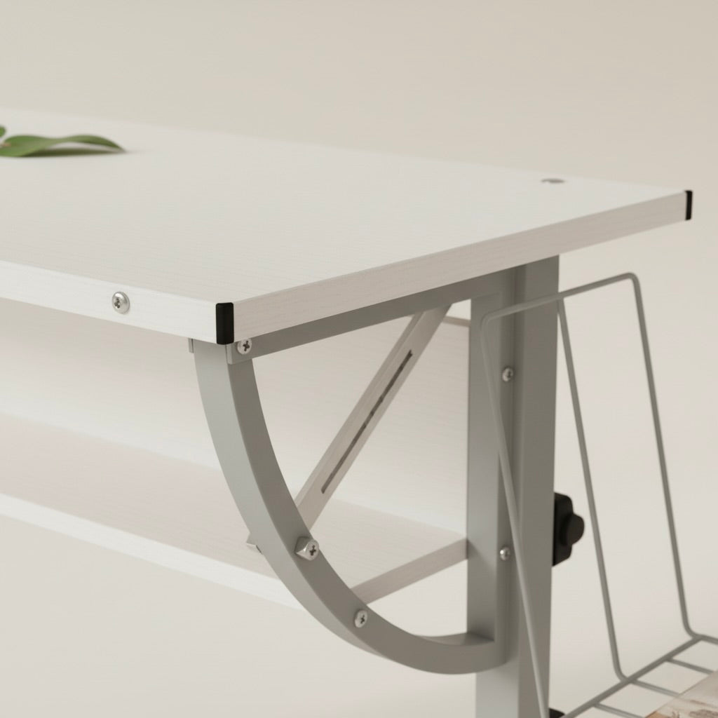 Biurko regulowane białe i szare – nowoczesny design i komfort