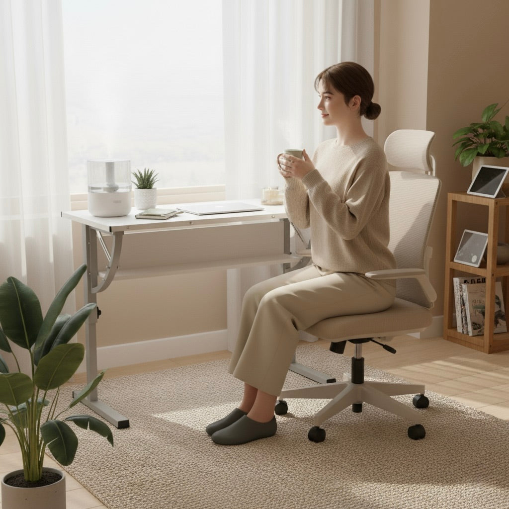 Biurko regulowane białe i szare – nowoczesny design i komfort